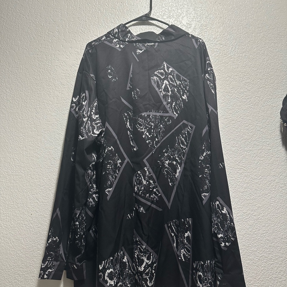 Men’s Vintage style Stylish Black and Gray Graphic Shirt Jacket new without tags - Picture 12 of 14